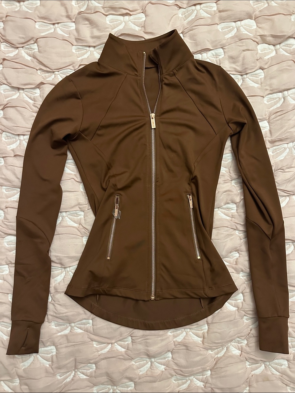 LUXEIT Chocolate Brown Slim Zip-Front Bomber Jacket